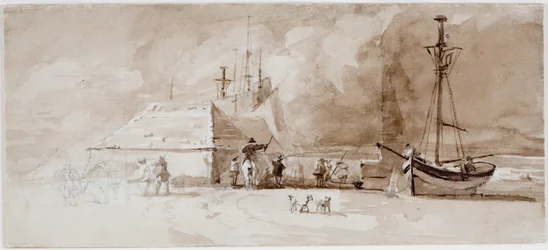 Strandszene mit Reitern
