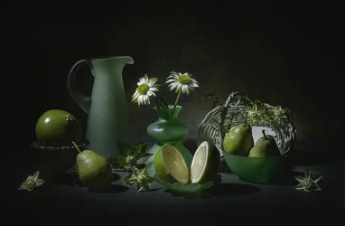 Elegantes grünes Stillleben