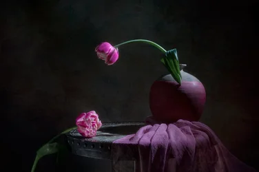 Stillleben mit rosa Tulpen