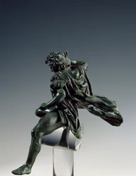 Griechische Kunst: „Der König von Makedonien Alexander der Große (356-323 v. Chr.) zu Pferd“ Bronze-Skulptur von Lysippos von Sikyon (395-305 v. Chr.) 4. Jahrhundert v. Chr. Rom, Museo Nazionale di Villa Giulia, Italien