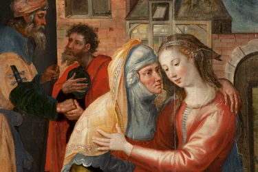 Anbetung der Könige, Triptychon, Linke Tafel: Leben der Heiligen Jungfrau (Detail)