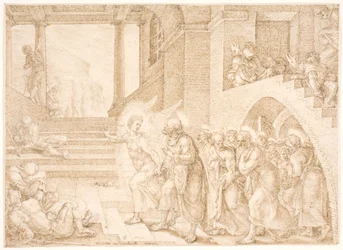 Die Apostel werden von einem Engel aus dem Gefängnis befreit