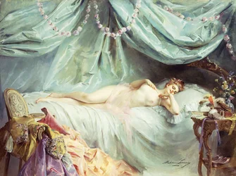 Liegender Akt in einem eleganten Interieur