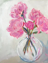 Rosa Blumen in Glasvase
