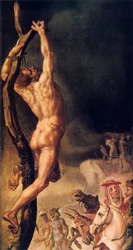 Kalvarienberg, Detail der linken Seitentafel, 1545-1550