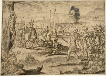 Schießen auf die Leiche des Vaters