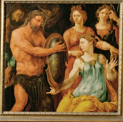Vulkan überreicht Thetis den Schild für Achilles