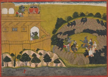 Rama befreit die Dämonenspione Shuka und Sarana: Folio aus der Serie Belagerung von Lanka