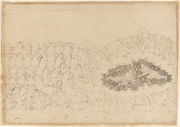 Rama und Lakshmana überwältigt von Pfeilen: Folio aus der Belagerung von Lanka Serie, ca. 1725