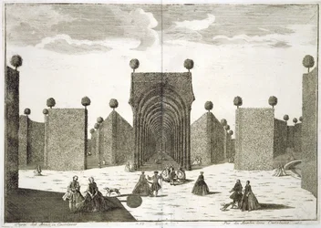 Die Topiary-Gärten, aus Delights of the Villa Castellazzo, von Domenico Felice Leonardi, veröffentlicht 1743