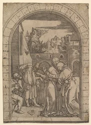 Joachim umarmt die heilige Anna unter dem goldenen Tor in Jerusalem, nach Dürer, ca. 1500-1534