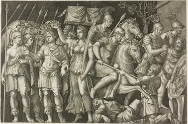 Trajan von der Siegesgöttin gekrönt