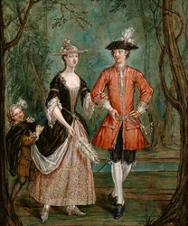 Dame und Herr mit einem Pagen, ca. 1750-1755