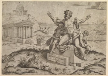Speculum Romanae Magnificentiae: Antike Basreliefs mit Laokoon, ca. 1516-20