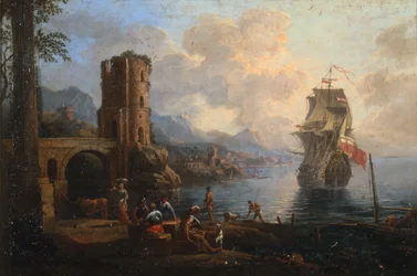 Meereslandschaft mit Figuren