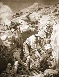 Soldaten Druall und Smith räumen die Verwundeten aus einem ungeschützten und stark beschossenen Graben weg