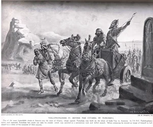 Tiglath-Pileser IV vor der Zitadelle von Turushpa, Illustration aus 