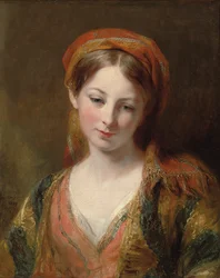 Porträt eines jungen Mädchens, vermutlich Henrietta Carpenter, Brustbild, in orientalischer Kleidung, 1839