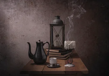 Kaffee und Kerzenlicht