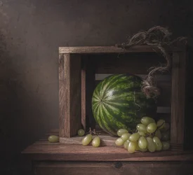 Dunkles Ernte Stillleben