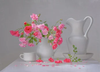 Rosa Rosen-Stillleben