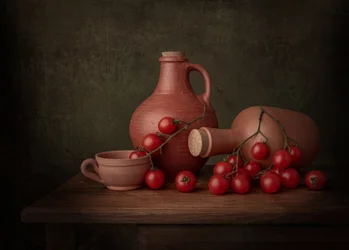 Rustikales Tomaten-Stillleben