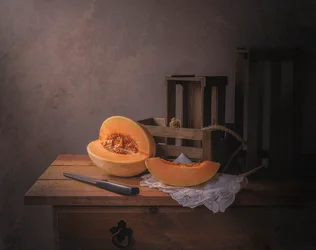 Warmes Cantaloupe Stillleben