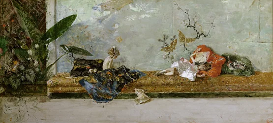 Die Kinder des Künstlers, María Luisa und Mariano, im Salón Japonés, 1874