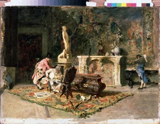 Der Liebhaber von Drucken. Gemälde von Mariano Fortuny y Marsal (1838-1874)