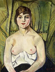 Frau mit nackten Brüsten