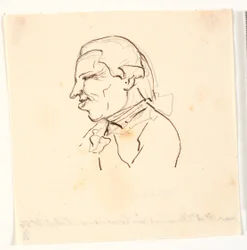 Herrenporträt. Profil nach links. Karikatur