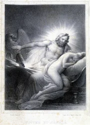 Jupiter und Semele. Lithographie von Coupin de Couprie im Jahr 1826.
