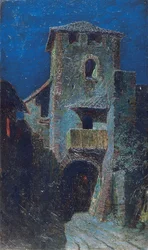 Mondschein über antiker Architektur