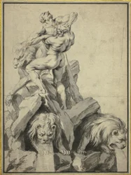 Herkules und Antäus Entwurf für einen Brunnen
