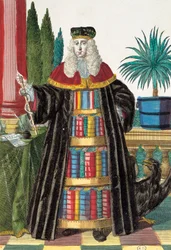 Doktor, Gravur aus Assemblage des nouveau manouvries habilles von Martin Engelbrecht (1684-1756), Deutschland