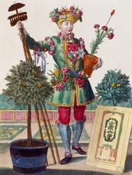 Gärtner, Gravur aus Assemblage des nouveau manouvries habilles von Martin Engelbrecht, Deutschland