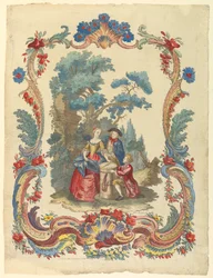 Drei Figuren umgeben eine Sonnenuhr