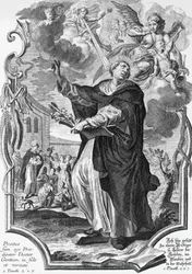 Vinzenz Ferrer (1350-1419), spanischer Dominikaner, Kupferstich von Martin Engelbrecht (1684-1756)