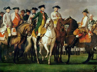 Kaiser Joseph II. und seine Generäle im Militärlager