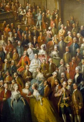Fest zu Ehren von Maria Theresia von Österreich (1717-1780), dem späteren Kaiser Joseph II. (1741-1790) und seiner Gemahlin Isabella von Parma (Bourbon-Parma, Bourbon Parma) am 10/10/1760. Detail mit dem jungen Wolfgang Amadeus Mozart (1756-1791) in der