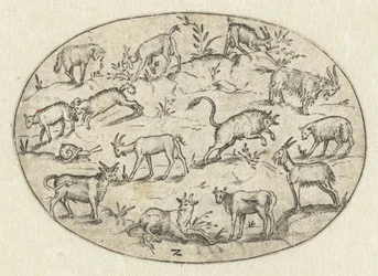 Oval mit dreizehn Ziegen