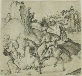 Bauernfamilie auf dem Weg zum Markt