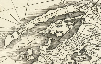 Karte der Nordsee von 1513 mit Grönland verbunden mit Skandinavien