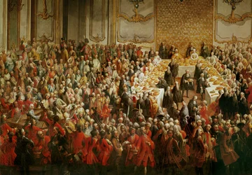 Galadinner zu Ehren der Hochzeit von Kronprinz Joseph und Prinzessin Isabella von Parma im Schloss Schönbrunn, Wien