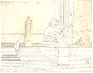 Die Treppe zur Loggia dei Lanzi, Florenz