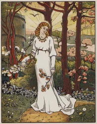 Schöne Emily aus Chaucers Die Geschichte des Ritters (Farblithografie)