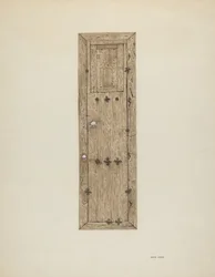 Kupferbeschlagene Tür, eines von einem Paar, ca. 1939