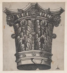 Speculum Romanae Magnificentiae: Kapitell mit Köpfen und Masken, ca. 1537