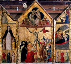 Triptychon mit der Kreuzigung als zentrales Panel, ca. 1333