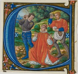 Die Steinigung des heiligen Stephanus in einem historisierten Initial "A" oder "C" aus einem Graduale
